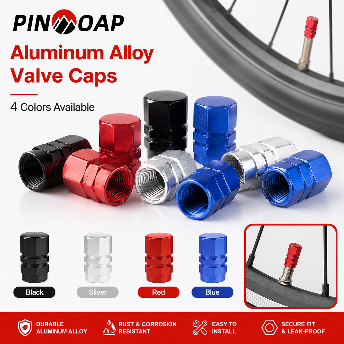 Motorcycle Valve Cover - PINMOAP ฝาครอบวาล์วลมแบบหกเหลี่ยม 4/12 ชิ้น สำหรับรถยนต์ รถจักรยานยนต์